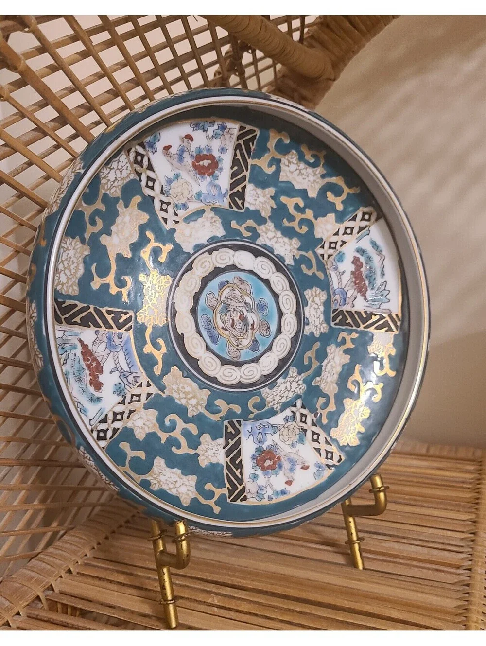 Vintage 1960’s Gold Imari Hand painted Porcelain Rimmed Plate